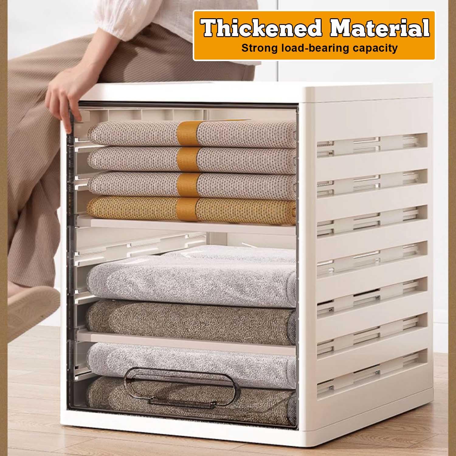 Organizador Armario Ropa de Jeans Camisetas Fuerte Apilable Organizador Cajones Plegable Cajas Organizadoras de Vestidor Que Ahorra Espacio con 7 Compartimentos,3 Partitions