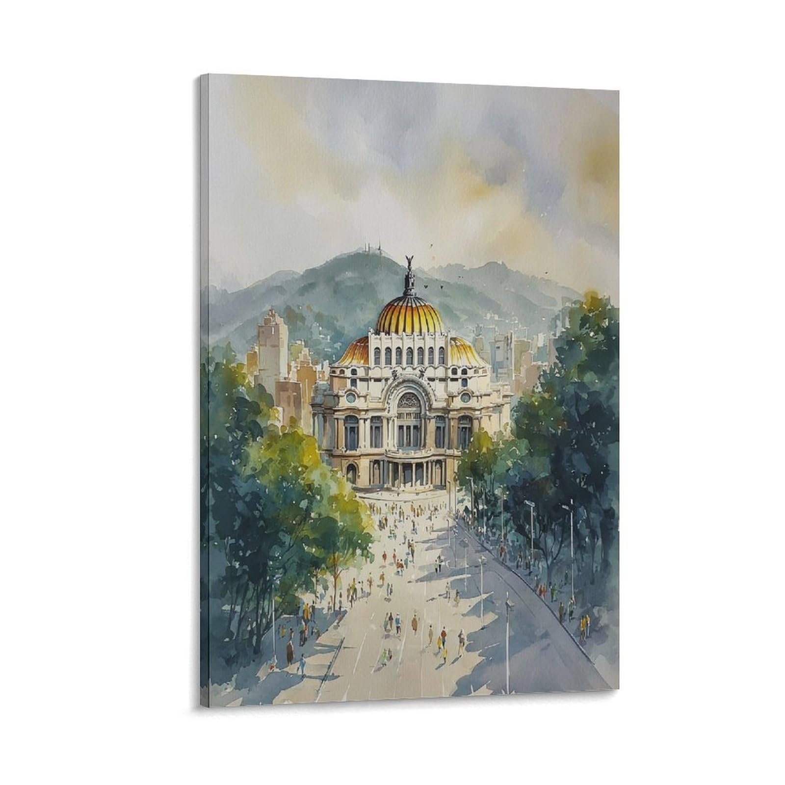 XWYMXZ Mexico Watercolor 24x36inch(60x90cm) Vintage Travel Poster Watercolor Canvas Art