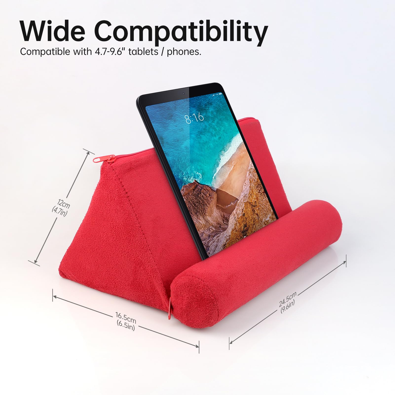 Supporto Tablet Letto, Leggio da Letto con Cuscino Comodo per Tablet, E-reader, Libri e Riviste, Porta Tablet da Pieghevole e Portatile