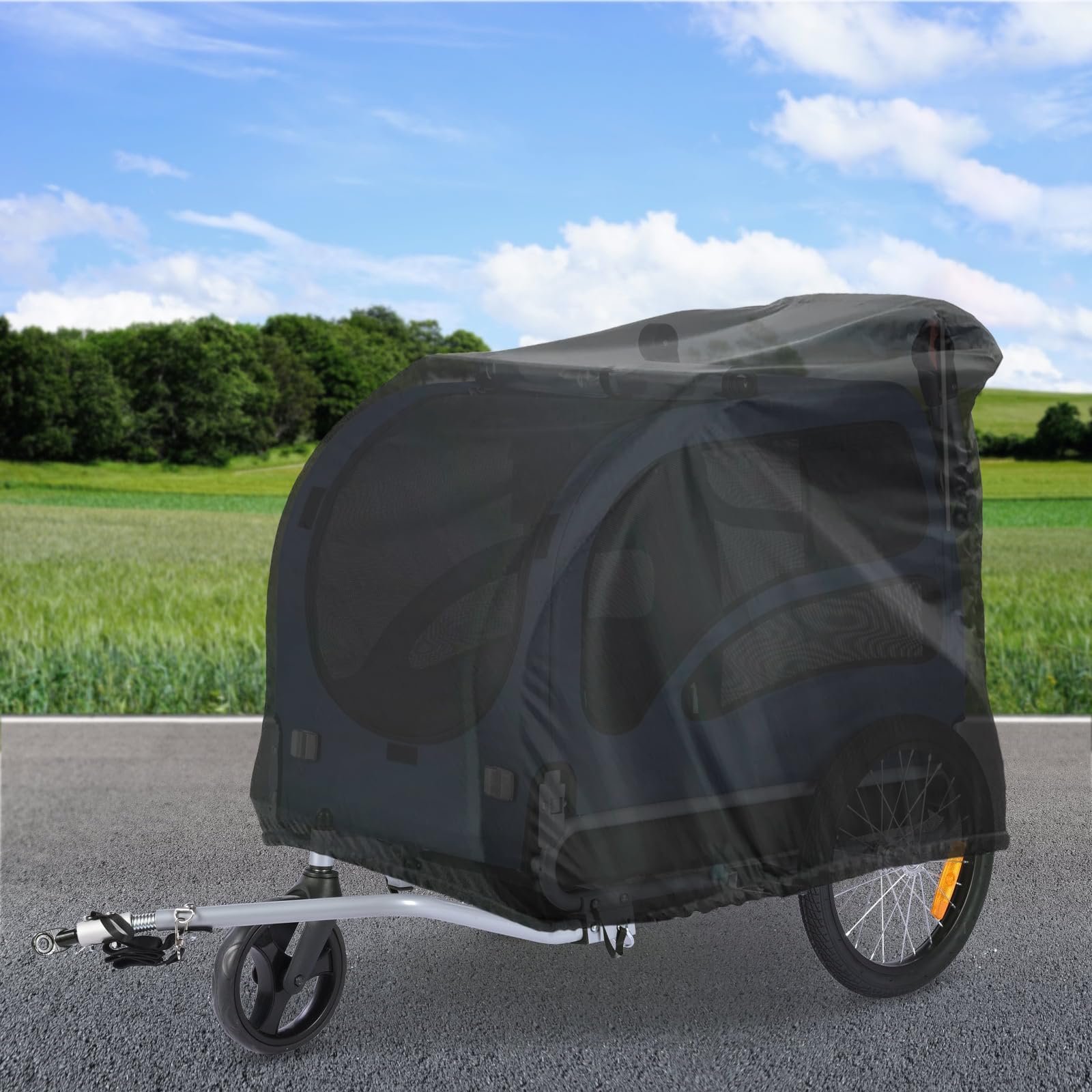 Gicov Bicycle Trailer Cover waterproof Bike Trailer Storage Cover with Adjustable Drawstring Pet Bike Trailer Protection Cover