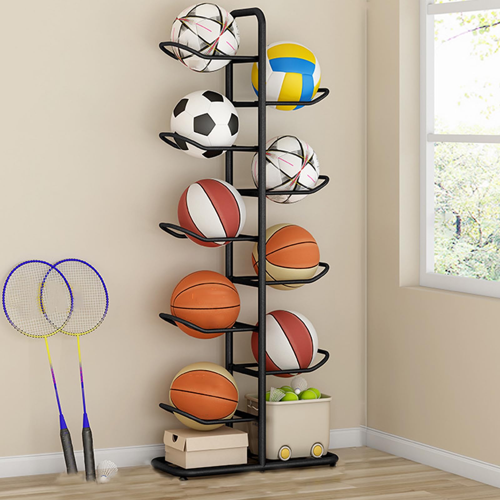 Vertikales BallstäNder,Ball Aufbewahrung StäNder,Basketball Aufbewahrungsregal,Ball-Aufbewahrungsregal Abnehmbares,Vertikale Ballaufbewahrung,FüR Volleyball,Basketball,FußBall