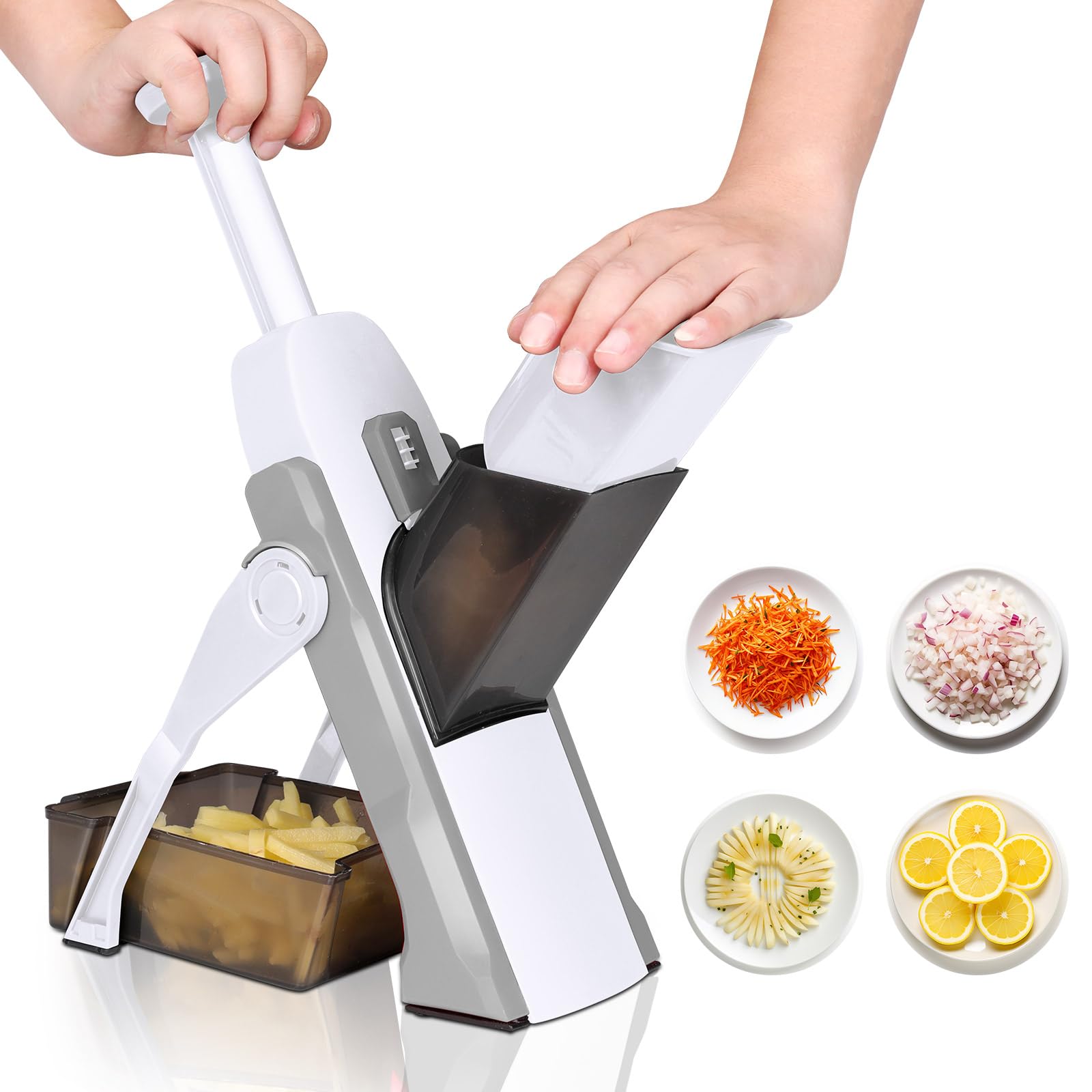 Masthome Safe Mandoline Slicer, Mandoline Slicer for Kitchen, Adjustable Mandoline Slicer, Vegetable Chopper Potatoes Slicer, Kitchen Artifact 5 in 1 Food Chopper with Suckers