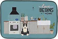 Vista 372 de Caroline's Treasures CK7824DDM - Tapete absorbente para secado de platos con diseño de bulldog inglés, rojo y blanco, para encimera de cocina, 14 x