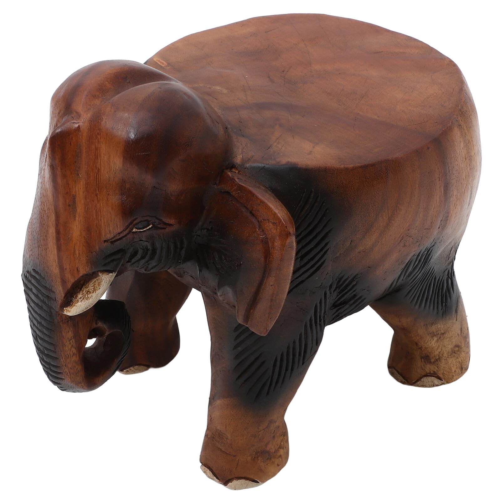 Tabouret en bois massif FOMIYES marron, finition artisanale ronde de qualité