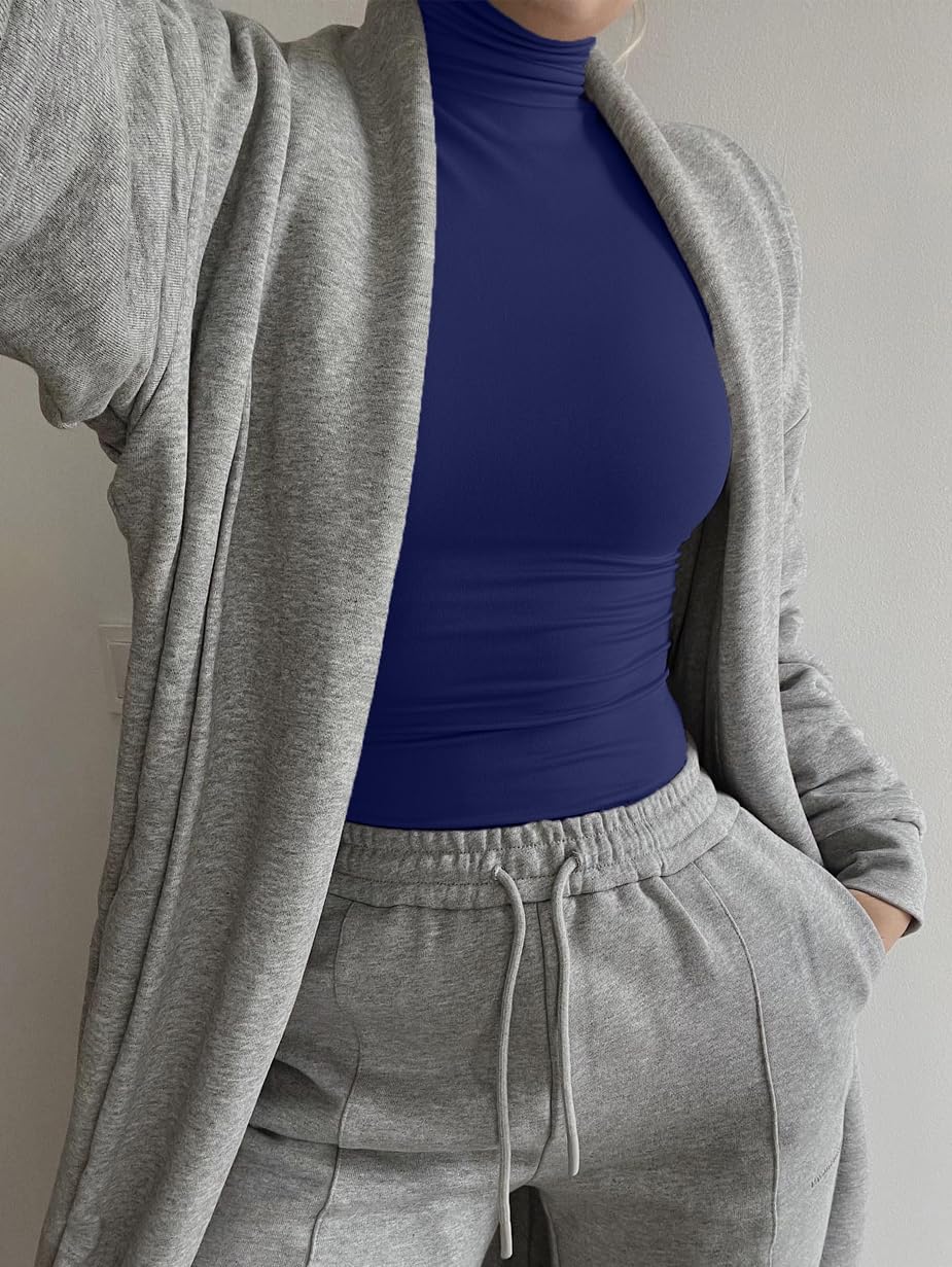 Women's Basic Turtleneck Long Sleeve Tee Shirts Casual Double Layering Going Out Slim Fit Stretchy Tops - Image 4