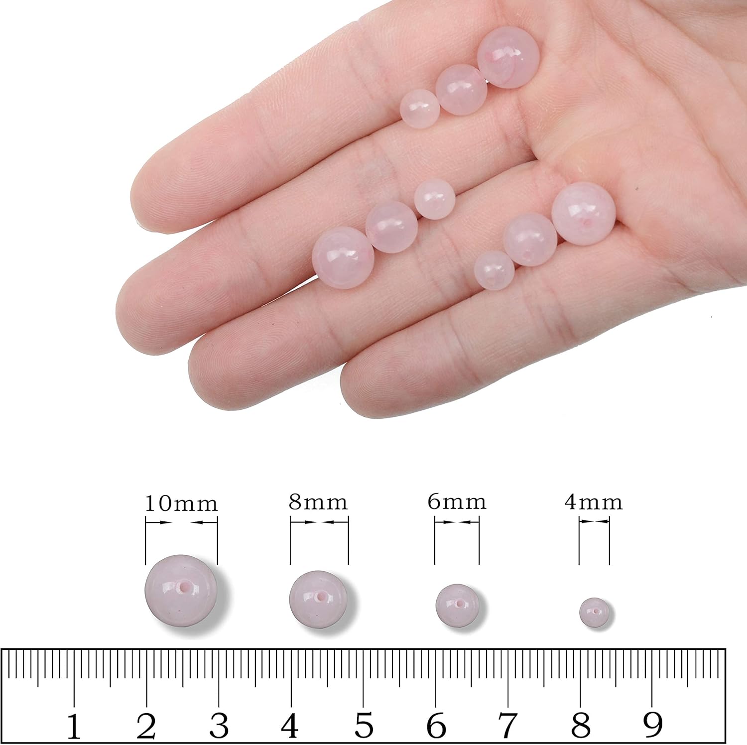 AD Beads Natural Gemstone Round Loose Beads 15" for Bracelet Necklace Earrings Jwelery Making Crafts DIY (6mm, Rose Quartz) - Image 5