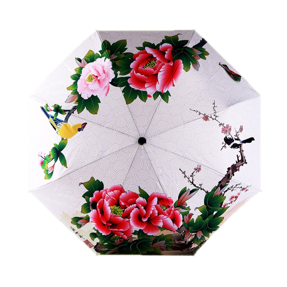 Travel Compact Art Umbrella Foldable Windproof UV Protection Sun Rain Umbrella for Women