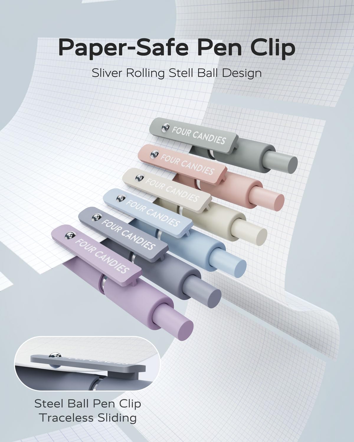 Four Candies Gel Pens, 5 Pcs 0.7mm Quick Dry Black Ink Pen Fine Point Smooth Writing Unique Pen, Office Home School Supplies Essentials Fun Pretty Cute Pens Gifts for Girl Women(Gradient)