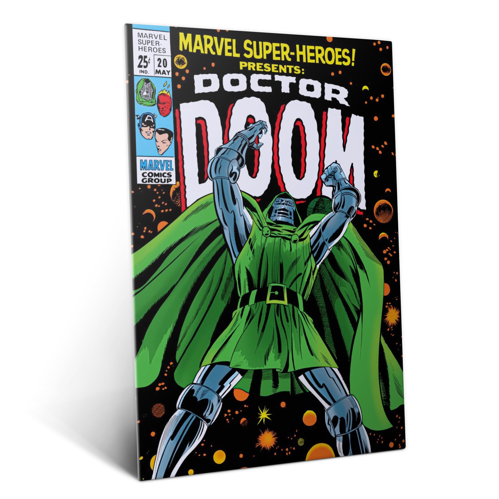 Displate Metall poster Marvel Doctor Doom Classic Comic Größe M | Bild Plakate für Schlafzimmer Dekor, Geschenke. Magnetische Befestigung Wandposter, Wanddeko. Metall Wandkunst.