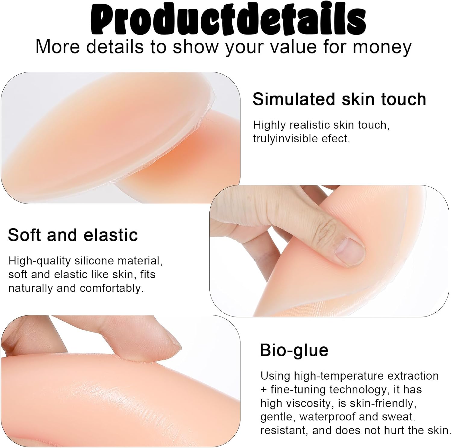 Lusofie 2 Pcs Hip Dip Pads for Women, Self-Adhesive Silicone Hip Pads - Reusable Butt Lift Pad Fill Hips Dips, Create Round Butt & Hourglass Figure, Seamless Under Any Clothing (Skin Color) - Image 3