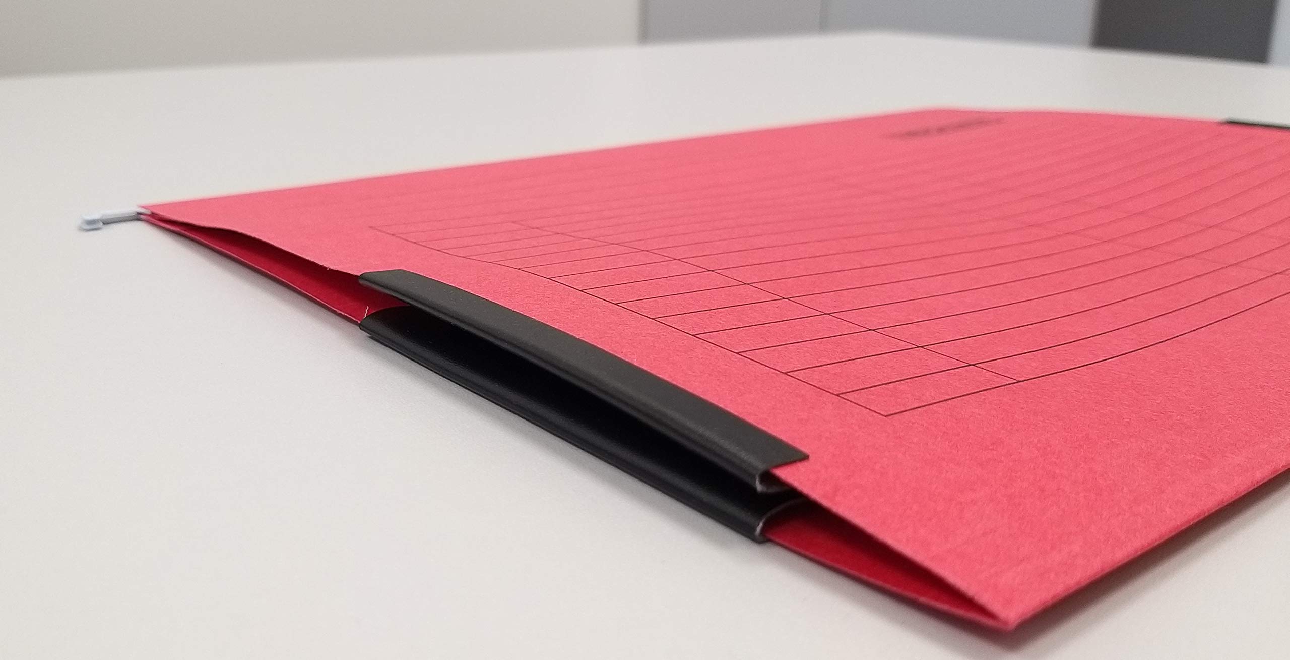 DONAU Torba wisząca z lnianymi żabkami | z kartonu z recyklingu 230 GSM do DIN A4 kolor: czerwony | opakowanie 5 szt. | wymienne puste tabliczki | idealne do biura i szkoły i urzędu