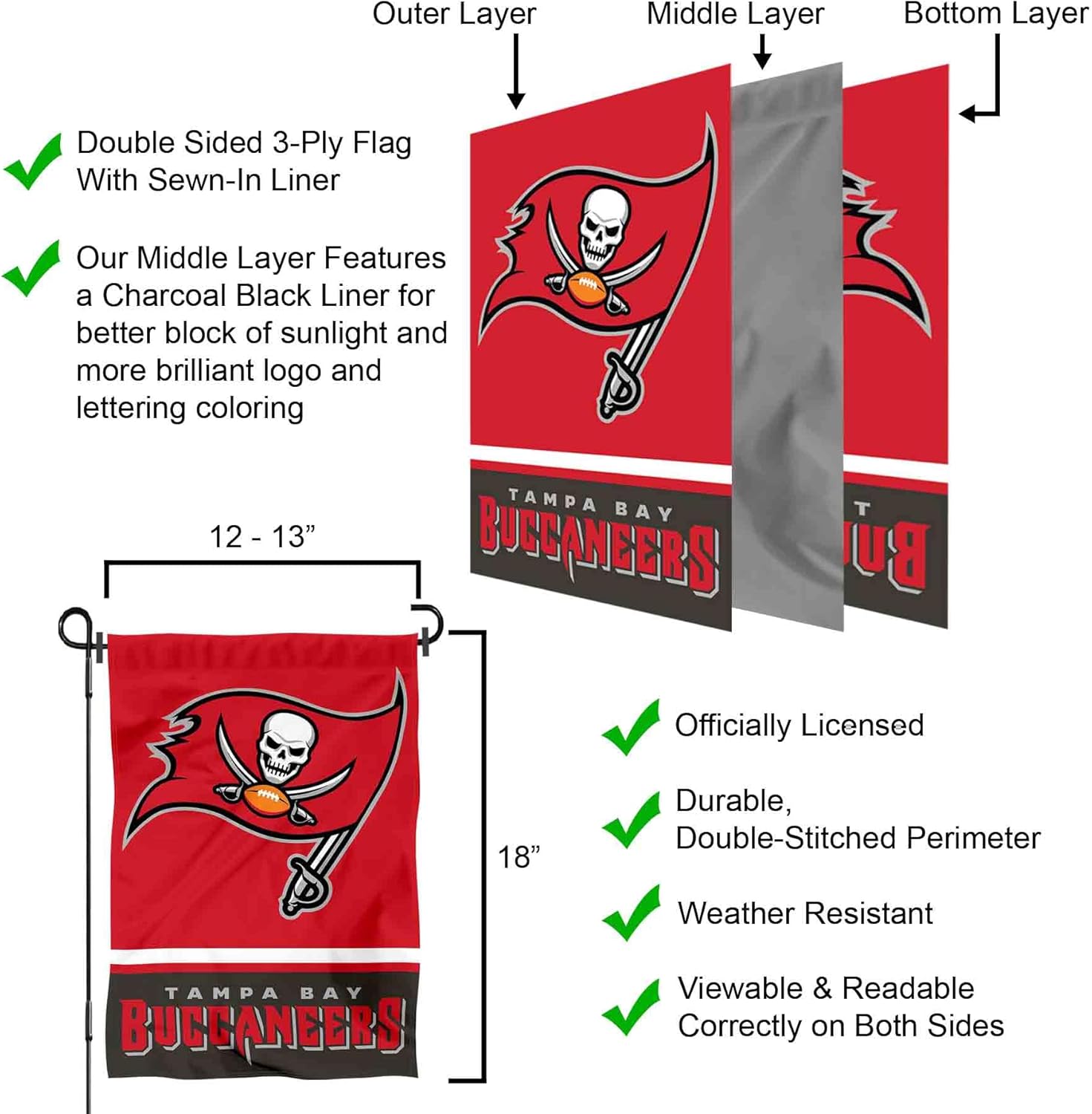 Tampa Bay Buccaneers Garden Flag with Stand Holder - Image 5