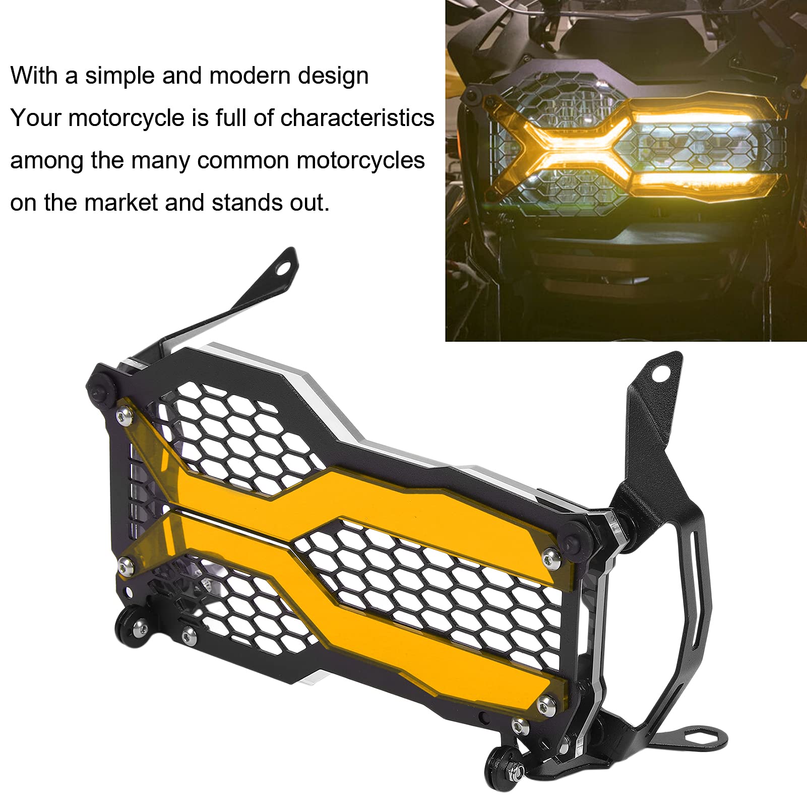 Protector de Luz Delantera, Protector de Rejilla de Faro, Reemplazo Duradero para R1250GS ADV 2021 para Motocicleta(naranja)