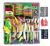 Topconcpt 275-Piece Fishing Lure Kit - Frogs&comma; Spoons&comma; Grasshoppers - for Bass&comma; Trout&comma; Salmon