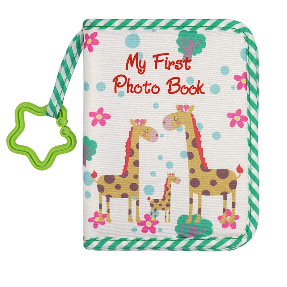 BOHEMIABY Baby Photo Album Soft Holds 4x6" Pictures, My First Photo Album with Safety Mirror Shower Gifts Set (giraffe)