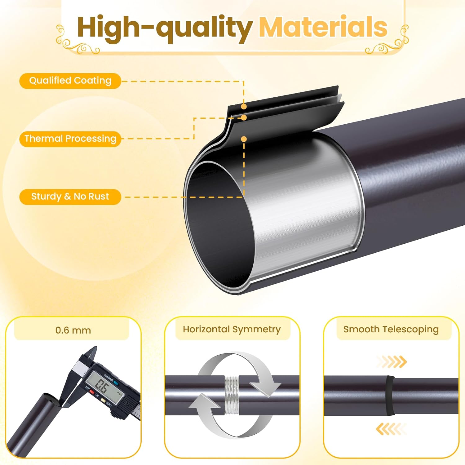 1" Double Curtain Rod 84 to 120 Inchs,BHSRODS Heavy Duty Decorative Drapery Rod for Windows with Small Cap Finial,Brown Gold