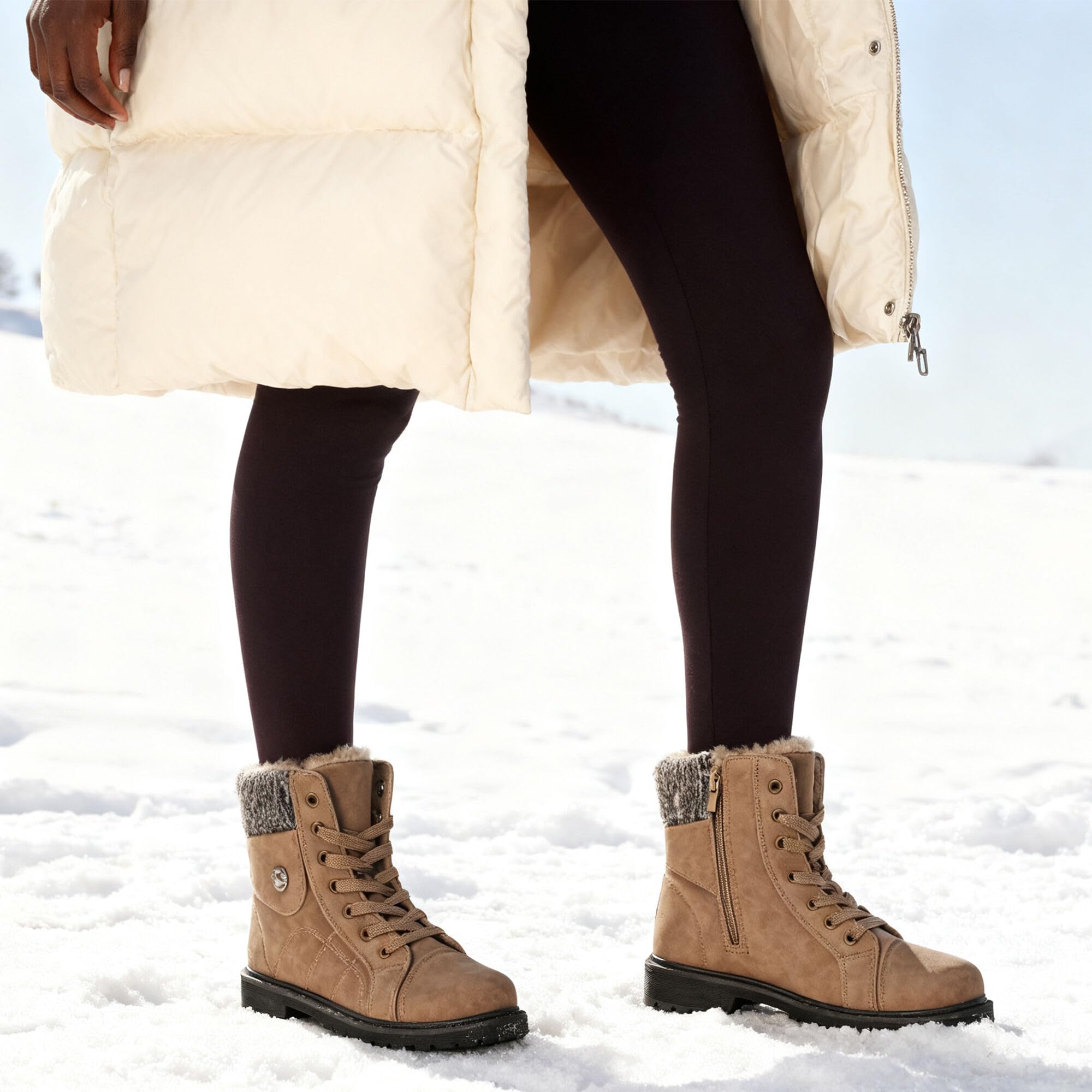 GLAMORA Stivaletti invernali da donna impermeabili e termici con fodera calda e suola antiscivolo, comodi stivali con cerniera per camminare, lavoro o escursioni leggere in montagna e città