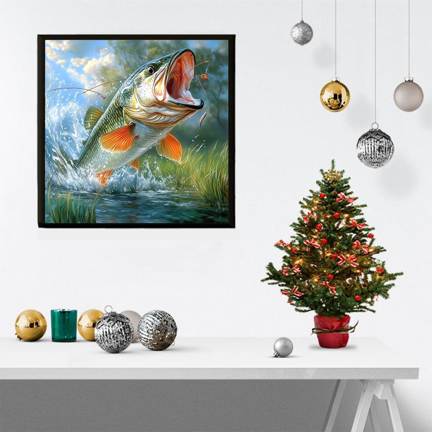 GLXPOG Diamond Art Kits for Adults - Giant Bass 5D Diamond Painting Kit for Adult Beginners, Fish DIY Full Drill Art Painting for Gift and Home Wall Decor (12x12 inch) image 3