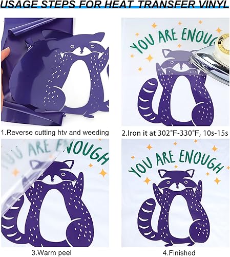 Miniatura 4 de Vinilo HTV - Vinilo de transferencia de calor de 12 pulgadas x 35 pies, vinilo morado para planchar, vinilo adhesivo brillante para Cricut y Cameo,