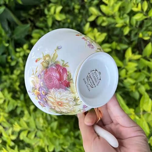 Miniatura 5 de Scizorito Honorable Taza de café capuchino taza de té con platillo para latte porcelana de hueso fino esmalte reactivo 68 onzas 1 unidad flores en