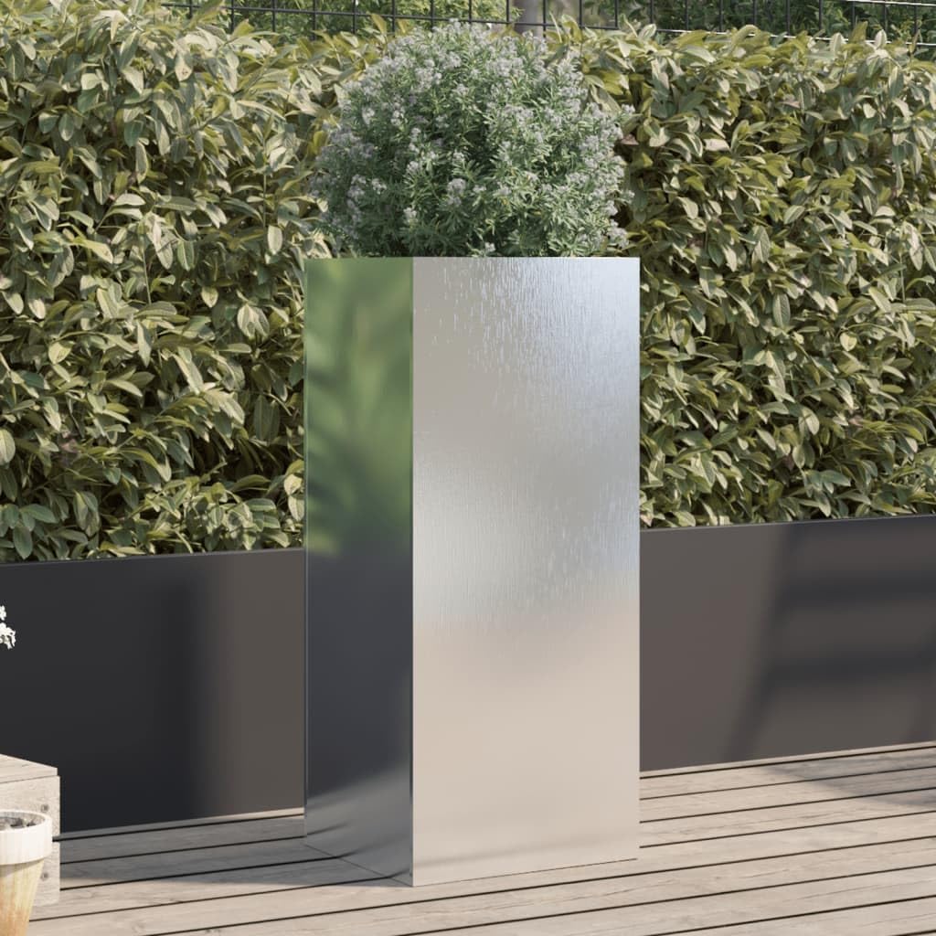vidaXL Planter, Outdoor Raised Garden Bed for Vegetables Flowers Herbs, Flower Box Stand for Backyard Patio Balcony, Silver Stainless Steel