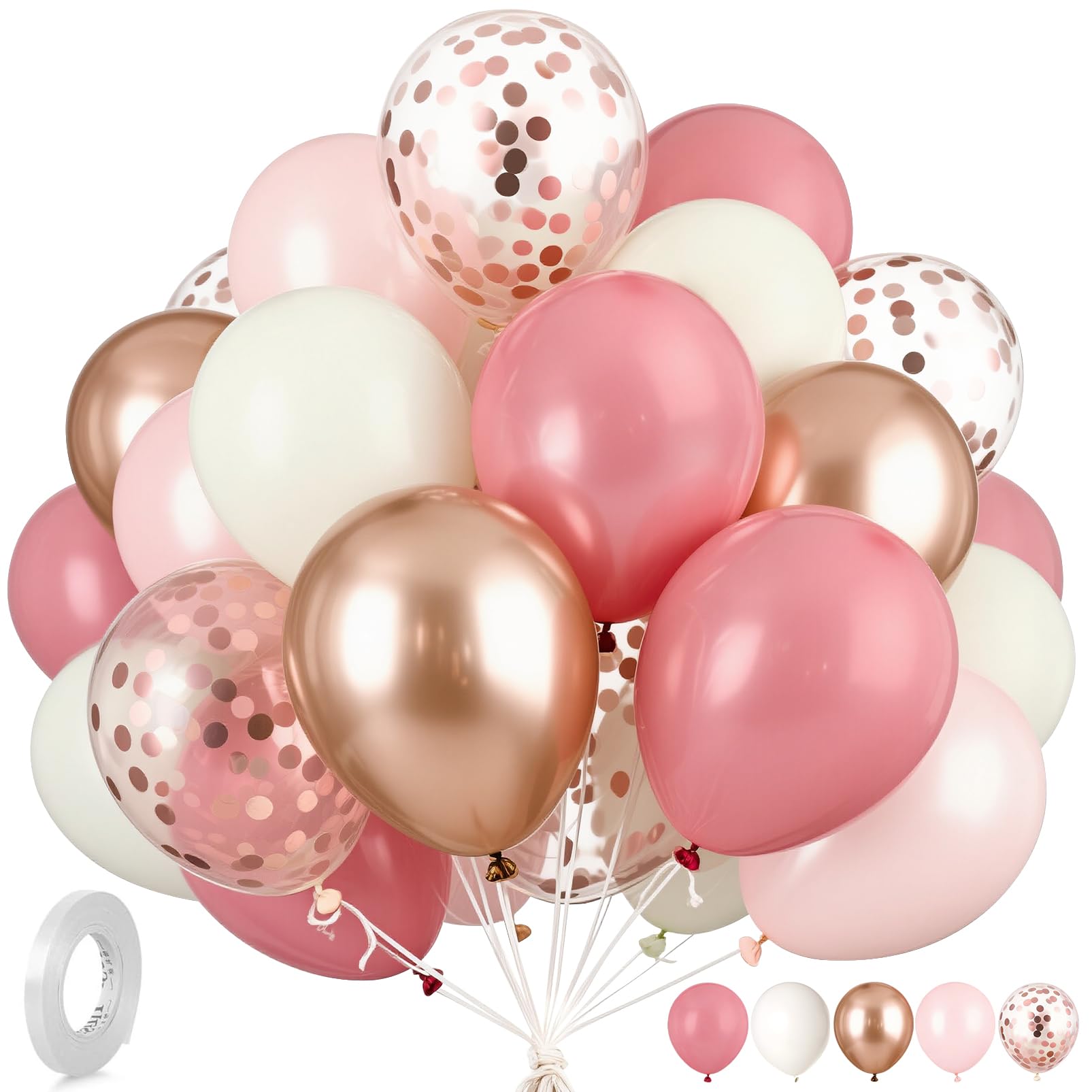 62 Piezas Globos Negros y Dorados,12 Pulgadas Globos de Cumpleaños con Globos Dorados,Negros,Confeti Dorado,Cinta Para Decoración Cumpleaños EID Bautizo Aniversario, Graduación, Año Nuevo — view 9