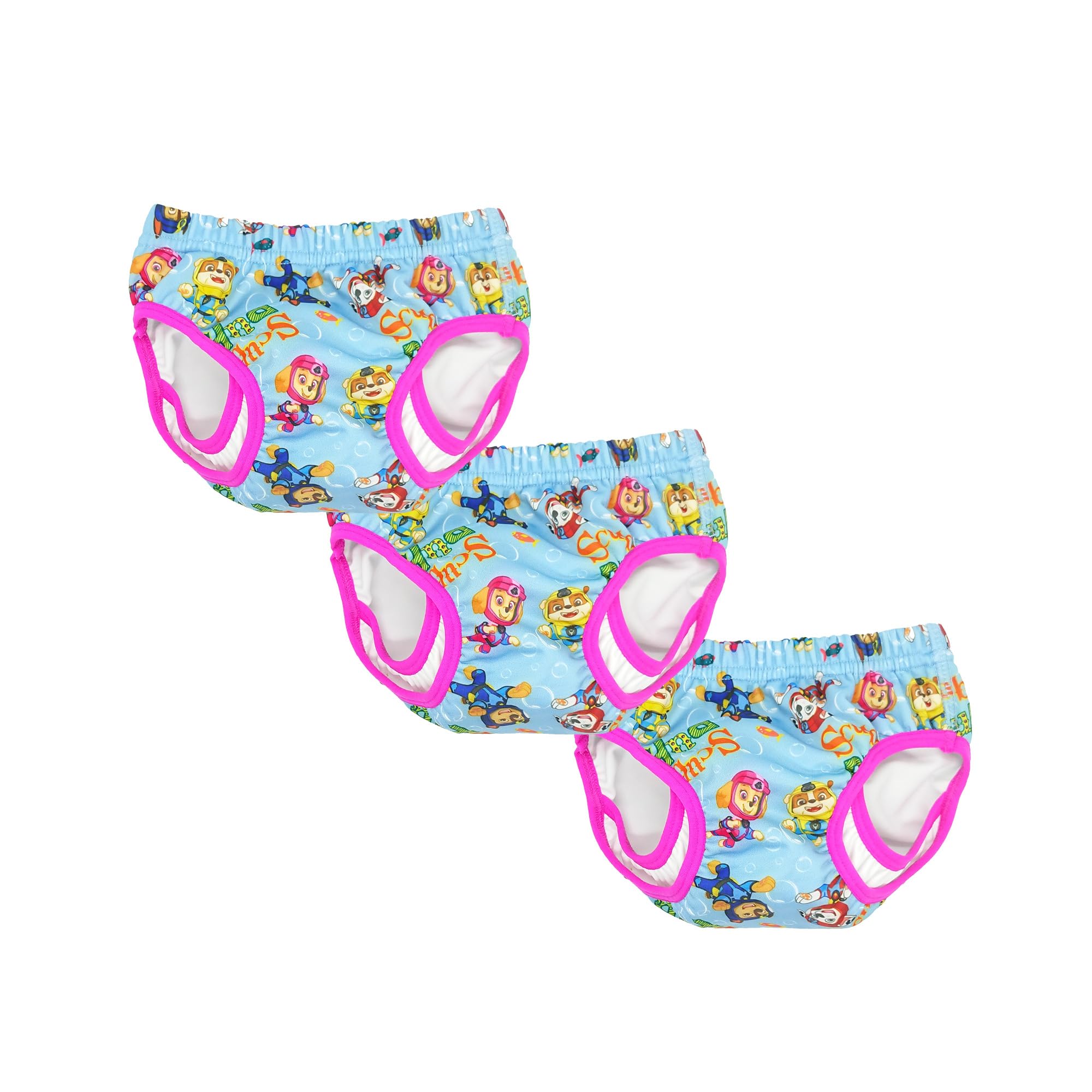 Paw Patrol Swim Pants, Reuseable Swim Nappies, Multi Pack Babies & Toddler Range, Lightweight Washable Leak Guard, Pull Up Stretch Waist, 85% Polyester, 15% Spandex (Pink, XS, 3, Count)