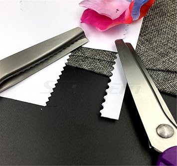 Fabric Pinking Shears - Serrated Scalloped Stainless Steel Handled Professional Black Scissors for Leather, Tailoring, Paper Crafts - Scalloped 5mm