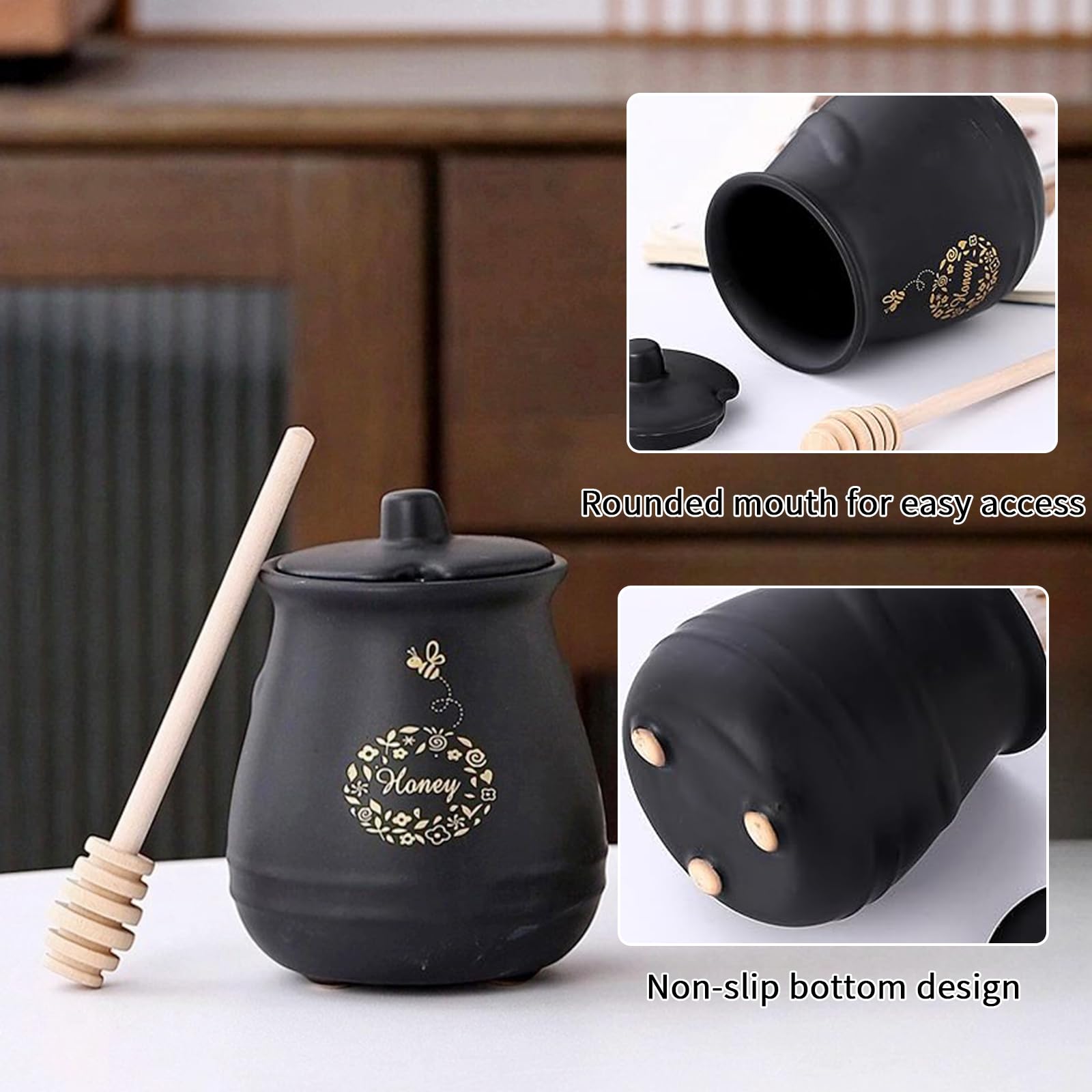 Bootoow Pot à Miel Porcelaine, 430ml Pot à Miel En Céramique Avec Couvercle Et Cuillère Miel En Bois, Distributeur De Sirop, Récipient à Miel En Porcelaine Pour Le Stockage (blanc Bootoow Pot à Miel Porcelaine, 430ml Pot à Miel En Céramique Avec Couvercle Et Cuillère Miel En Bois, Distributeur De Sirop, Récipient à Miel En Porcelaine Pour Le Stockage (blanc