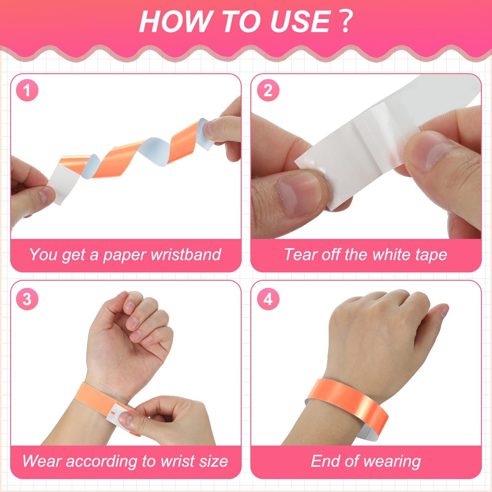 PATIKIL Paper Wristbands for Events 200 Pack Neon Party Wrist Bands - Image 4