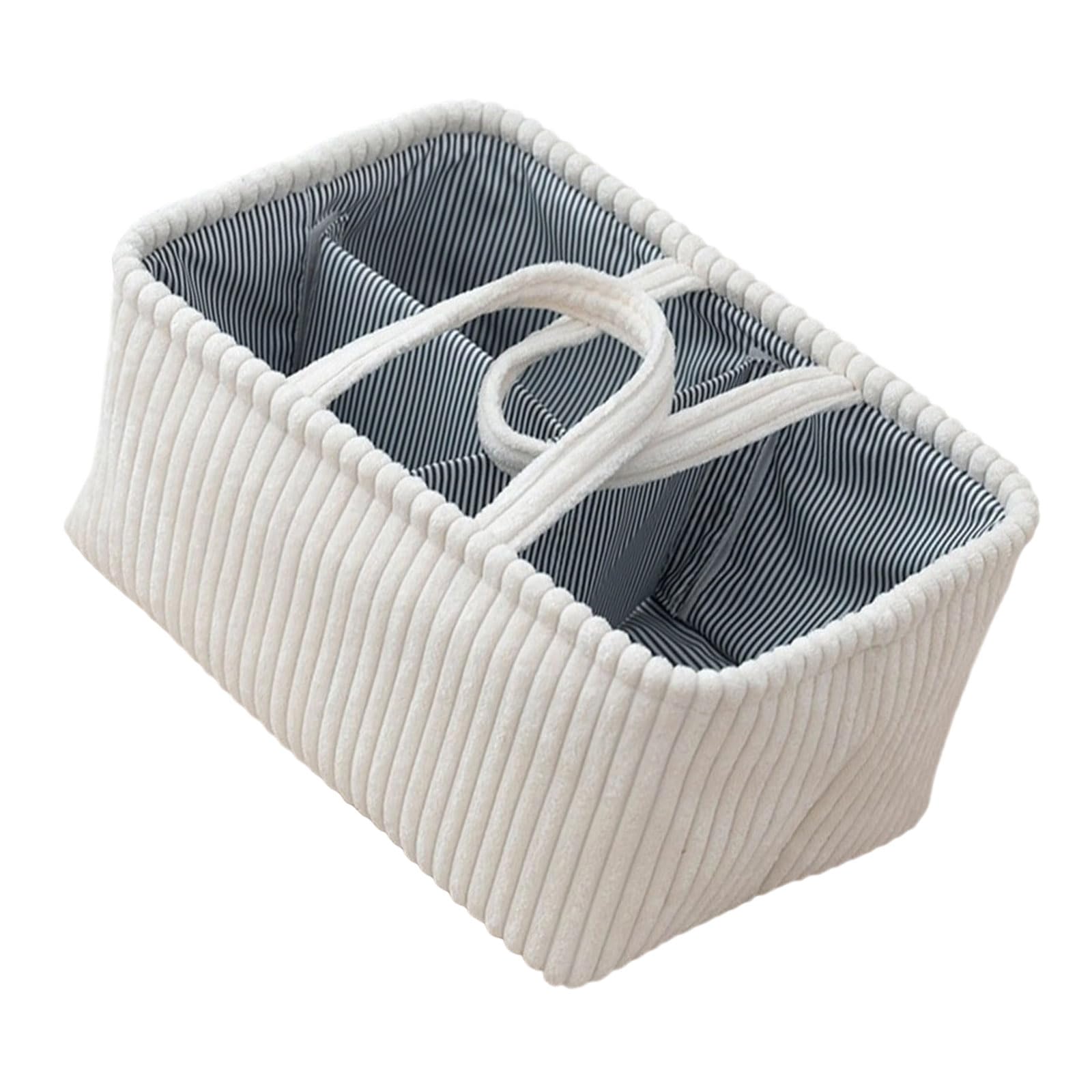 Xjdzineq Stylish Corduroy Household Basket with Reinforced Handles and Versatile Storage Solution Multi-Compartment Organiser Fabric Storage Organiser with Handles