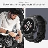 Spigen Rugged Armor Pro Case with Strap Band Compatible with Google Pixel Watch 3 45mm (2024) - Matte Black - 3