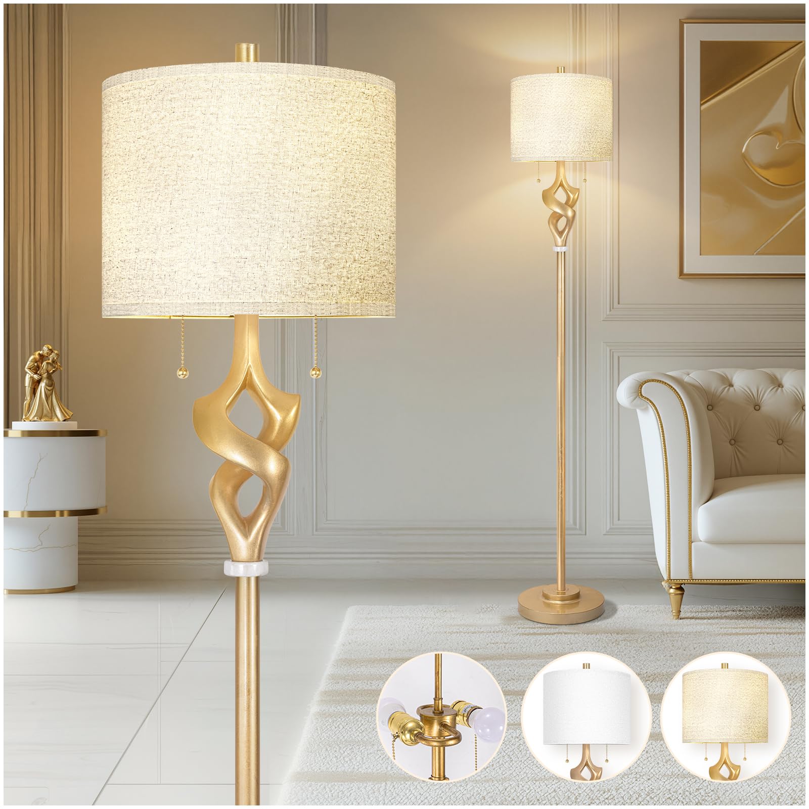 Photo 1 of Scenekoy Sculptural Gold Leaf 65.5” Floor Lamp for Living Room Bedroom