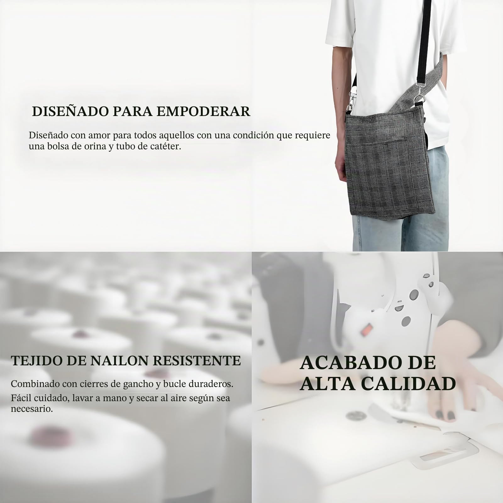 Soporte para bolsa de orina con funda protectora para manguera de drenaje, portátil, agradable al tacto, de tela suave con correa para el hombro, proporciona privacidad y protección de