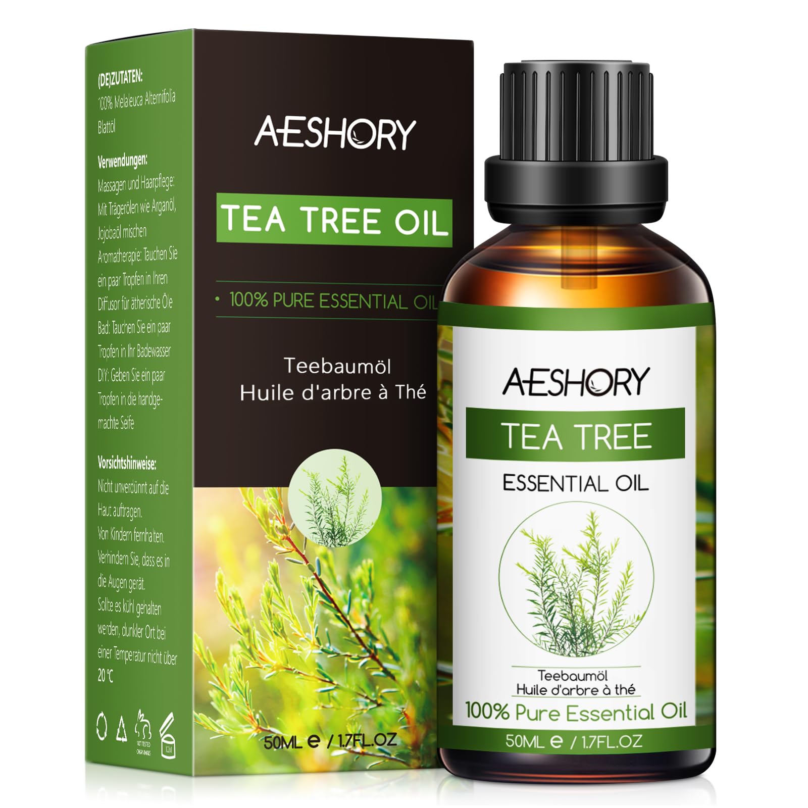 AESHORY Ätherisches Öl 50ML, Natürliches Aromatherapieöl Duftöle für Diffuser, Hautpflege, Haarpflege, Entspannung, Massage, Bad