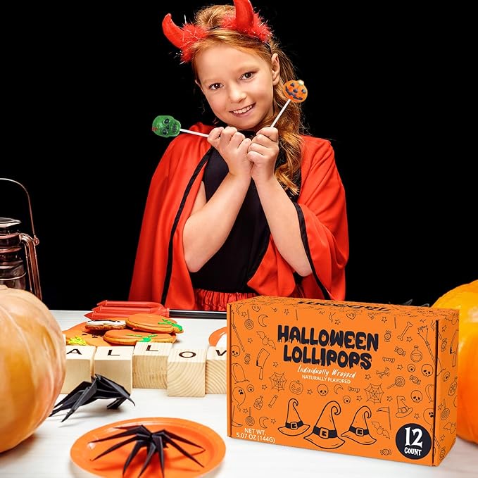 Halloween Lollipops 12 Count Individually Wrapped Dye-Free Suckers