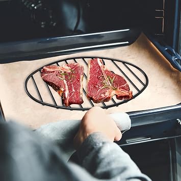 Oval Roasting Rack with Integrated Feet, Non-Stick Coating, Baking Rack Easy to Clean for Cooking, Roasting, Drying, Grilling 10 * 6.5'' inches Black