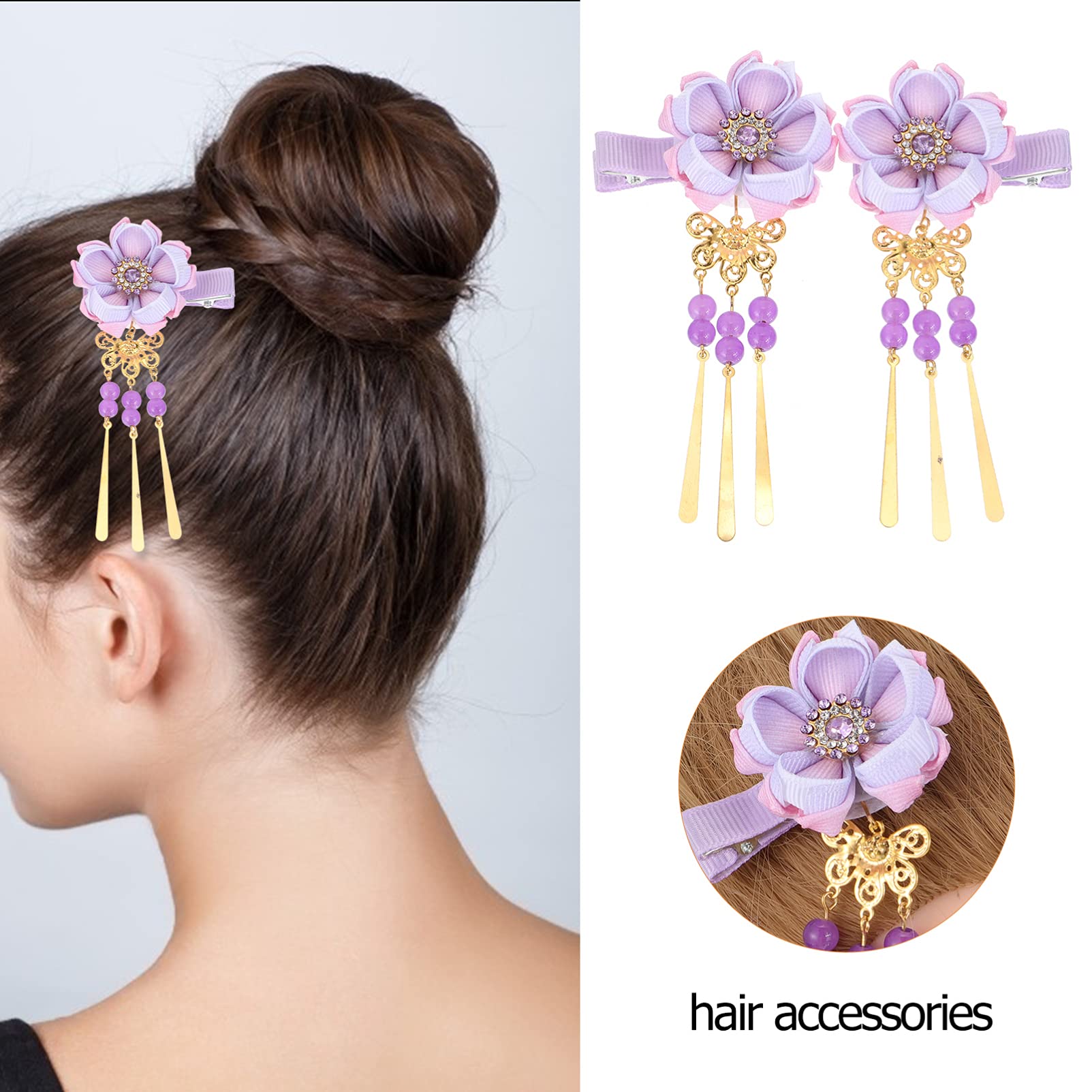 Amazon.com : Lurrose 1 Pair Japanese Style Hair Clips Flower Hair