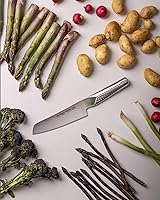 Vista 2 de Global Ukon 5 inch Vegetable Knife - Lightweight Japanese Stainless Steel, Razor Sharp Edge, Ambidextrous Thumb Rest, Made in Japan, GUM-10