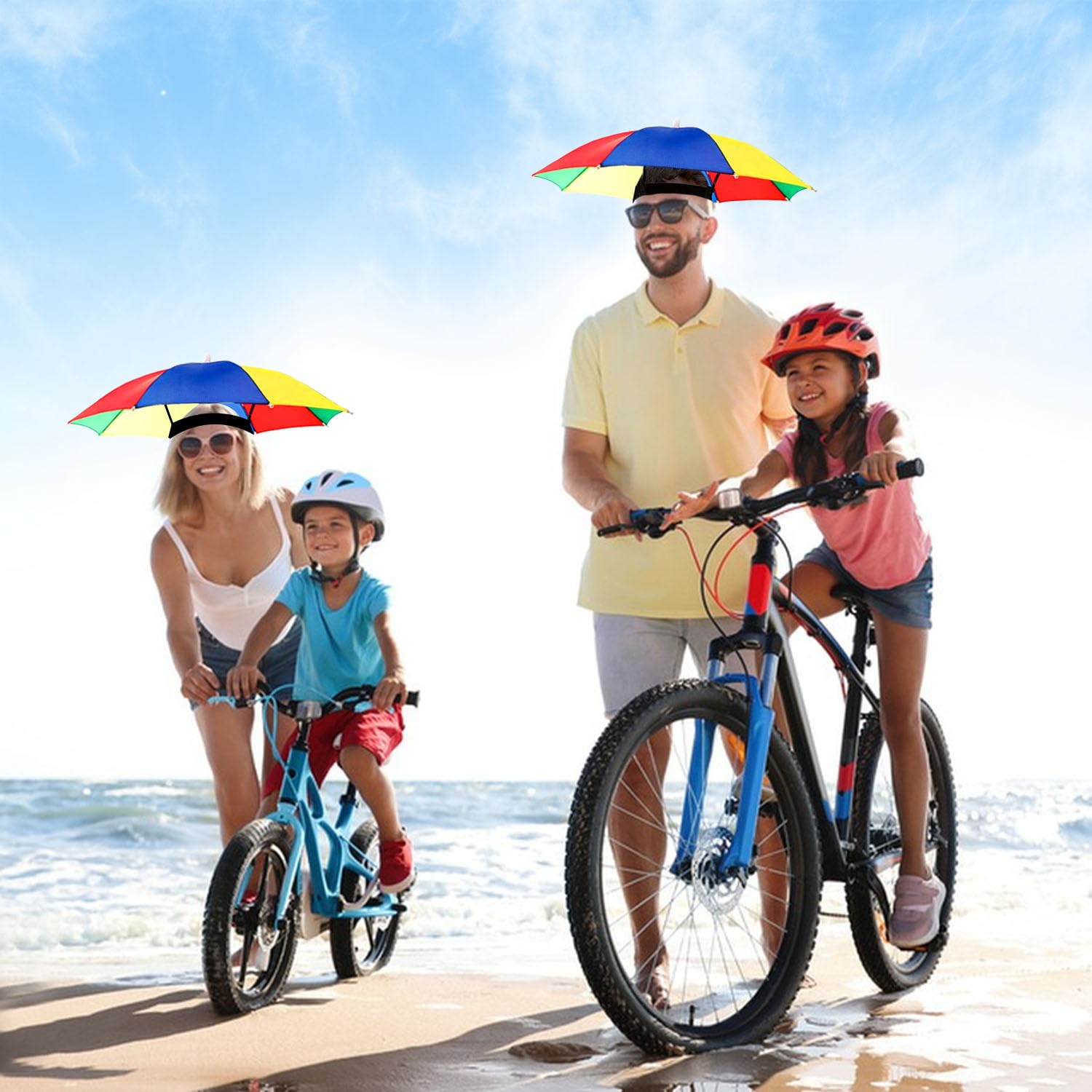5 Piezas 50cm Paraguas de Cabeza, Sombrero Paraguas con Banda Elástica, Impermeable y Reutilizable, Paraguas Manos Libres Adecuado para Pesca Playa Camping Senderismo Actividades Aire Libre (Color)