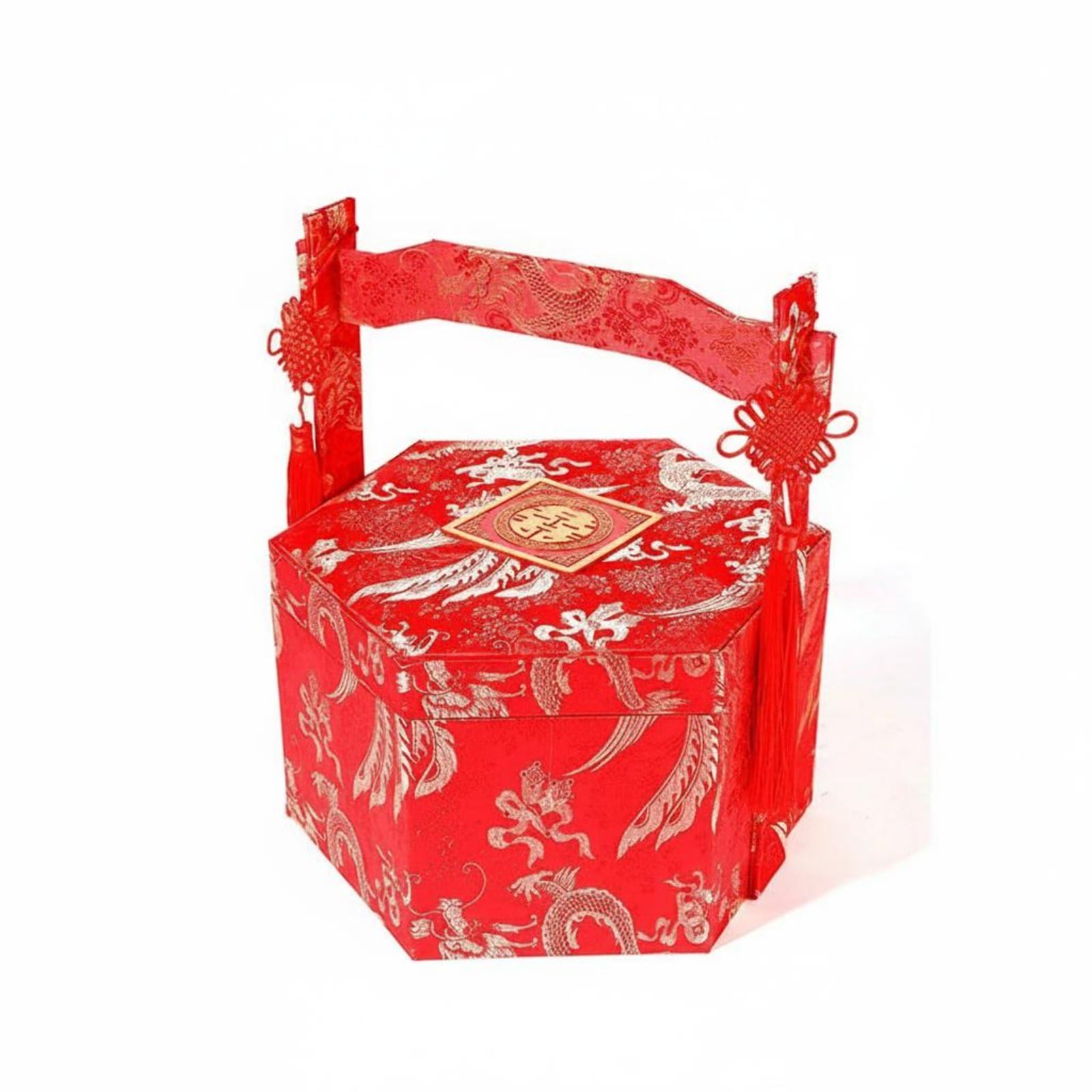 predolo Geldgeschenkbox edle Optik Brautgeschenk-Box dekorative Quaste rote Hochzeitsbox für Verlobung, Hochzeit, Hochzeitszeremonie, Geschenkbox Mit Dem Zeichen „Xi“ 喜