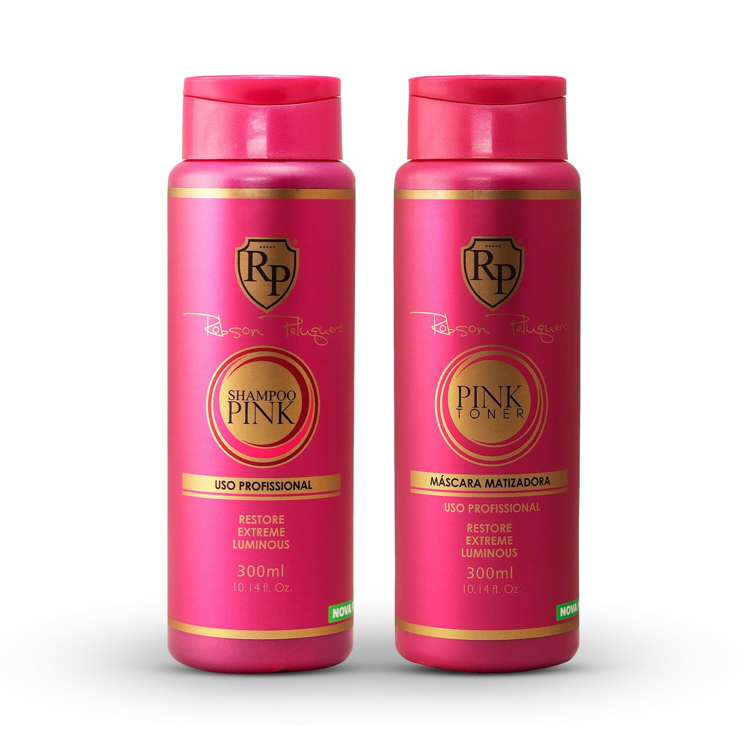 Robson Peluquero Pink Toning Kit | Hair Toner Gloss + Shampoo | Creates Champagne & Neutral Blonde for Brassy, Bleached & Highlighted Hair, Hydrates & Restores – 2x10.1 Fl Oz
