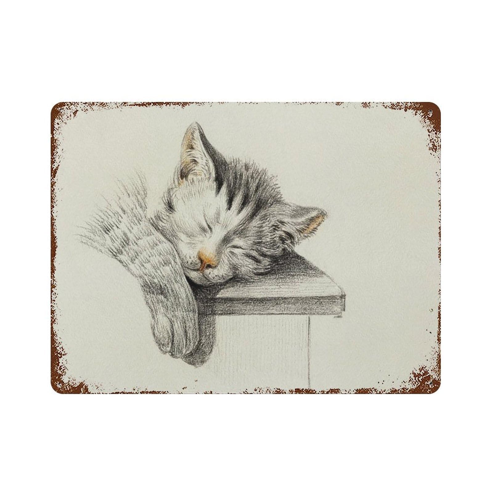 xiaoxiaoshen Cat Nursery Drawing Vintage Sketch Drawings Wall Decor Art Metal Tin Poster Modern Home Decor Art Home Bar Shop Decorations Vintage Sign 30x40cm