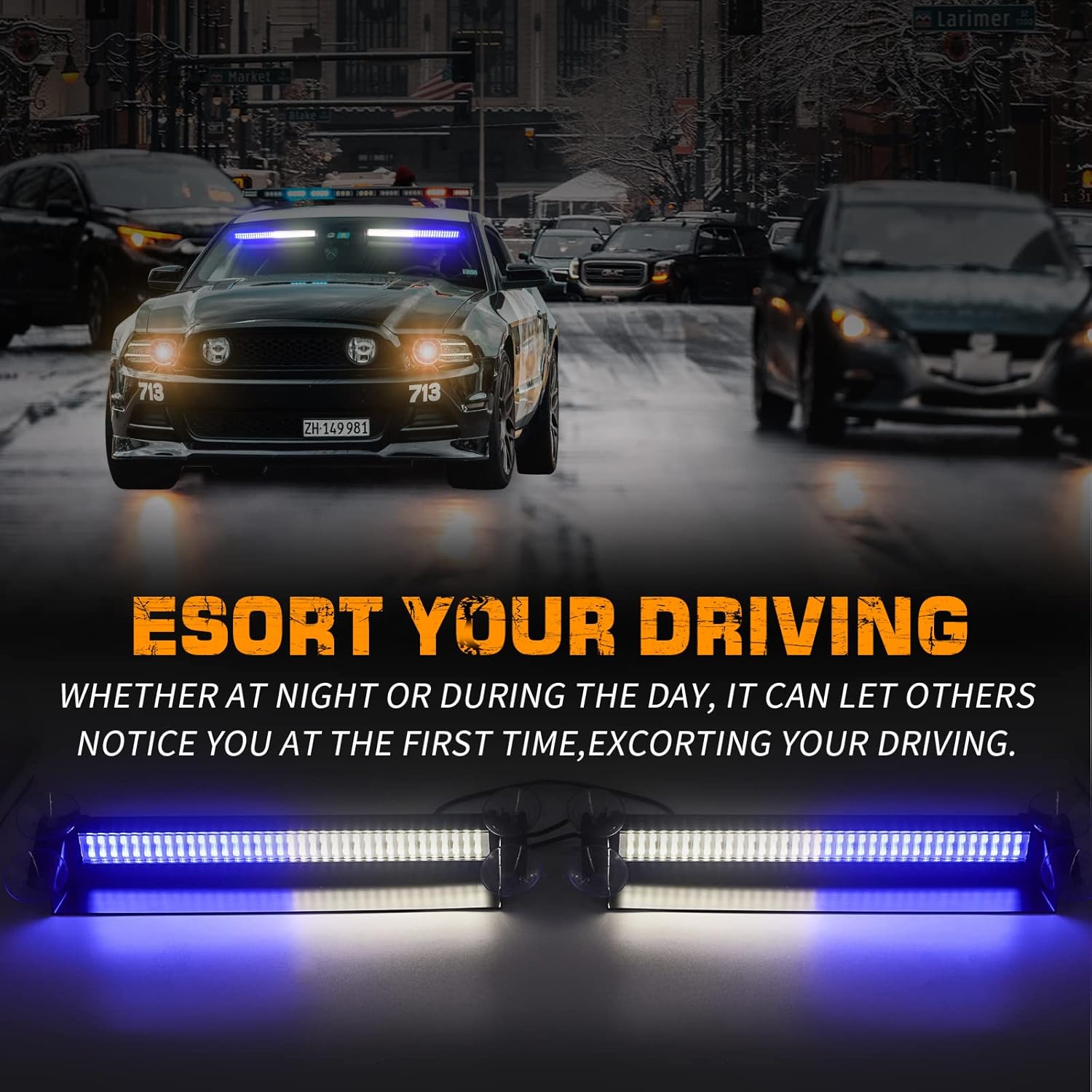 Buy Blue/White Emergency Strobe Dash Lights 144 LED Warning Hazard