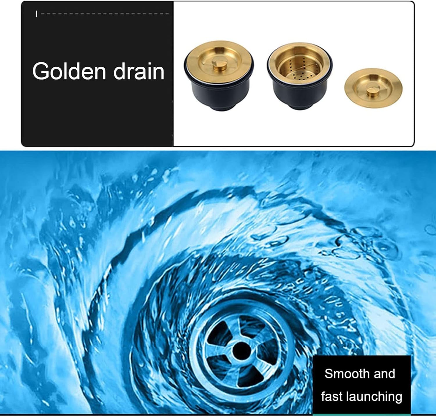 Mini Gold Sink Kitchen Sink Round Sink 19CM Deep Bar Prep Sink Nano Gold 304 Stainless Steel Sink (Color : Gold, Size : 36cm-14.1in)