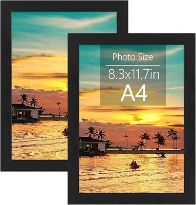 Ray & Chow A4 Rustic Brown Picture Frame - Solid Wood With Glass & Mat For 6x8 Or A4 Photos