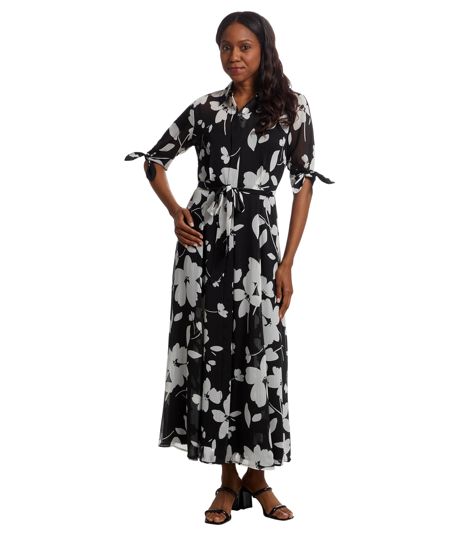 Woman's Dresses Calvin Klein Floral Chiffon Shirt Dress - Picture 2 of 5