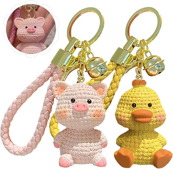 Simpatico portachiavi da donna con fenicottero rosa, adorabile portachiavi per auto con cigno anime, ciondolo con ciondolo per borsa, migliore amico, accessori regalo
