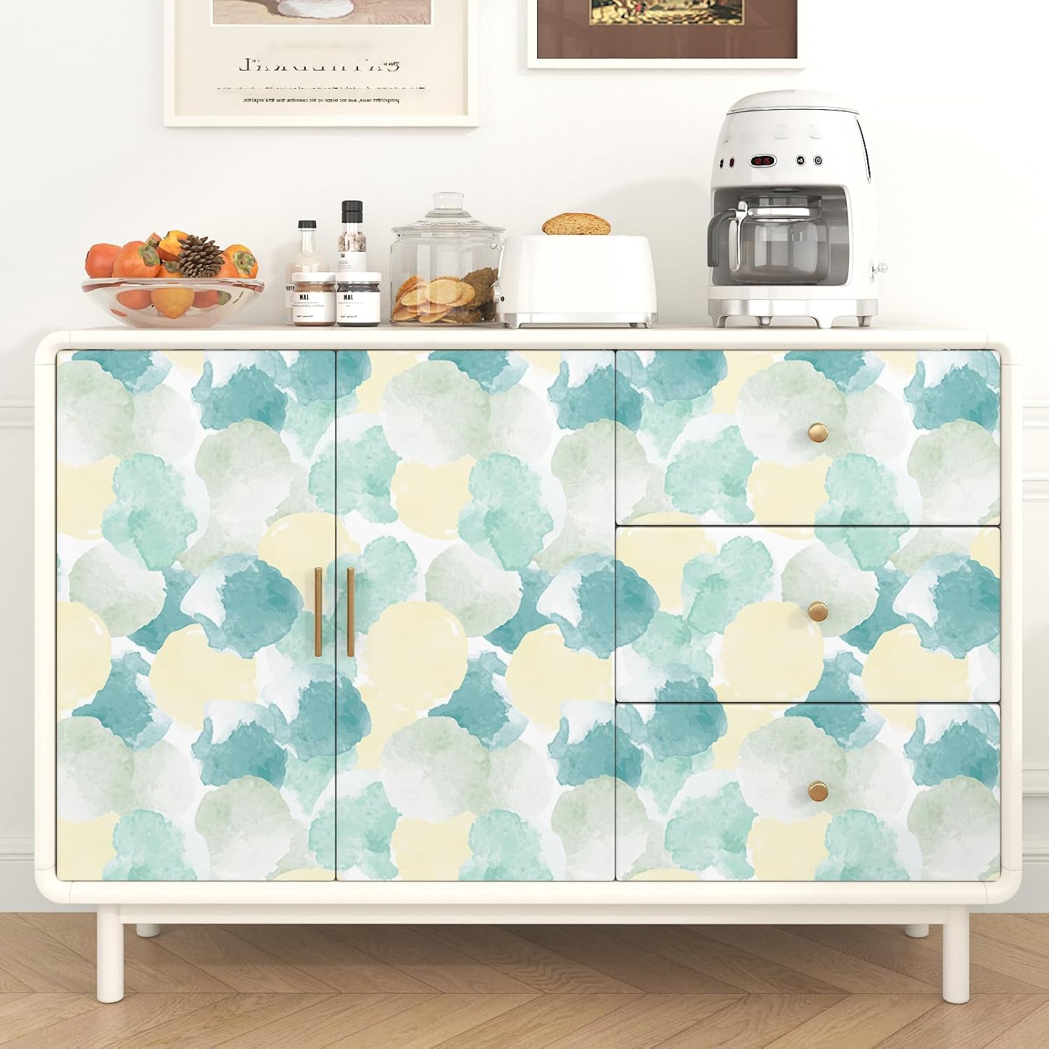 Blue Yellow Abstract Wallpaper Waterproof Geometric Wallpaper Peel and Stick Modern Watercolor Boho Contact Paper Self Adhesive Geometric Contact Paper for Nursery Room Bathroom 17.5" x 118"