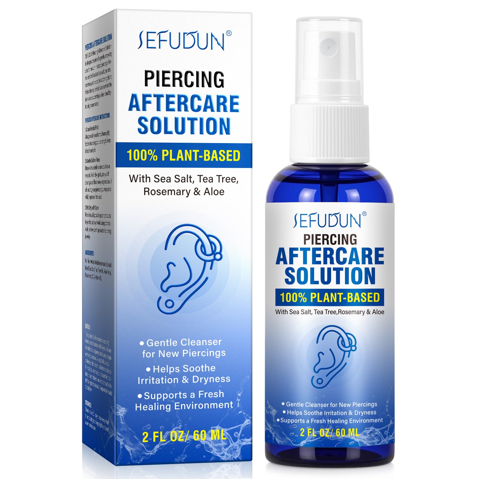 Piercing Aftercare Spray Piercing Cleaner Spray for Body and Facial Piercings Ear Nose Navel Oral Skin Piercings Cleaner